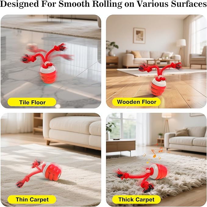 FUGODIWISmart Interactive Dog Toy Ball – Rechargeable Rolling Ball with Squeaky Sound, Automatic Play for Training & Boredom Relief, Fits Small, Medium & Large Dogs(Red)