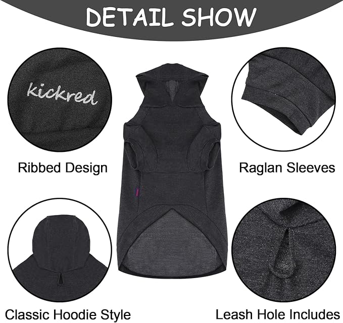 Basic Dog Hoodie Sweatshirts, Pet Clothes Hoodies Sweater with Hat and Leash Hole, Soft Cotton Outfit Coat for Large Medium Small Dogs, Dark Grey (XX-Large)