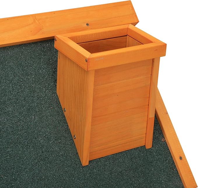 Wooden Dog House, Indoor Outdoor Pet Shelter with Platform, PVC Curtain, Door, Asphalt Roof, Pet House for Small to Medium Sized Dogs, Orange