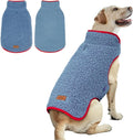 cyeollo Dog Coat Reversible Dog Jacket Winter Sherpa Dogs Sweater Clothes for Cold Weather Fleece Warm Pet Coats for Medium Dogs, Blue 2XL