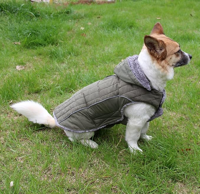 Fleece Dog Hoodie for Large Dogs Super Warm Doggie Jacket for Cold Winter Dog Coats,Green XXXL