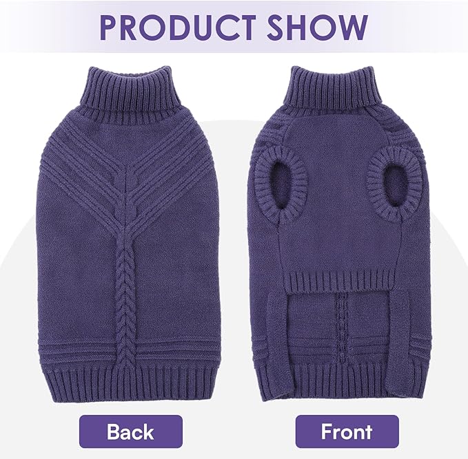 Dog Sweaters for Large Dogs Male Female Pet Knitwear Classic Puppy Warm Pullover Turtleneck Cold Weather Clothes for Labrador(GrayishBlue, 2XL)