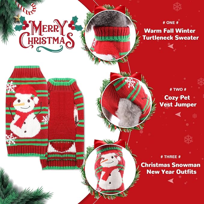 PETCARE Red Snowman Dog Sweater Christmas Dog Sweaters Vest Ugly Snow Xmas Puppy Costume Pet Holiday New Year Fall Winter Clothes for Small Medium Large Dogs Cats Pullover Sweaters Outfits,XX-Large