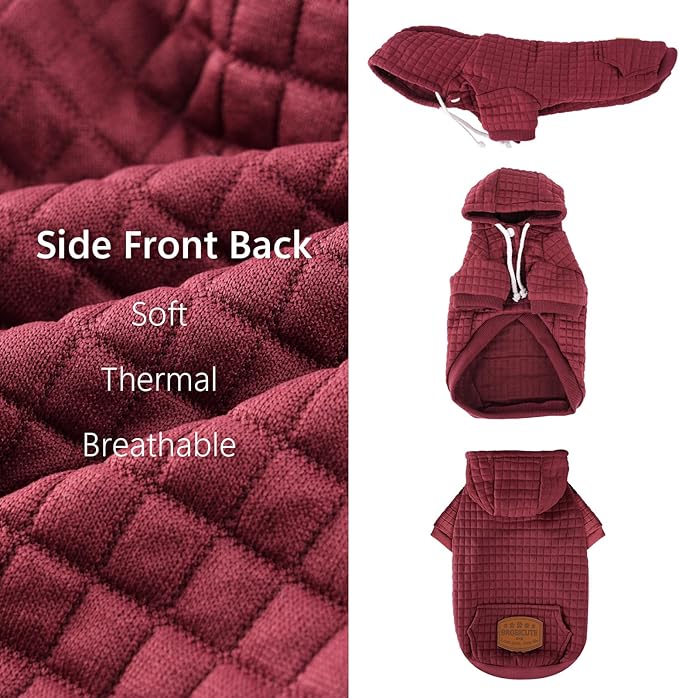 2 Pack Dog Hoodie Sweaters for Small Medium Dogs Warm Dog Clothes for Large Dogs Soft Waffle-Like Laminated Sweatshirt Bulldog (Brown+Wine Red, 3XL (Back: 29.5",Chest: 36.5", Neck: 27"))