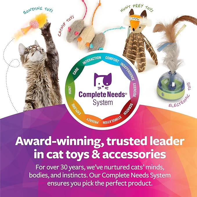 SmartyKat Crazy Catch 3 Part Breakaway Plush Catnip Wand Cat Toy, Extendable for Capturing Prey & Solo Play for Cats & Kittens