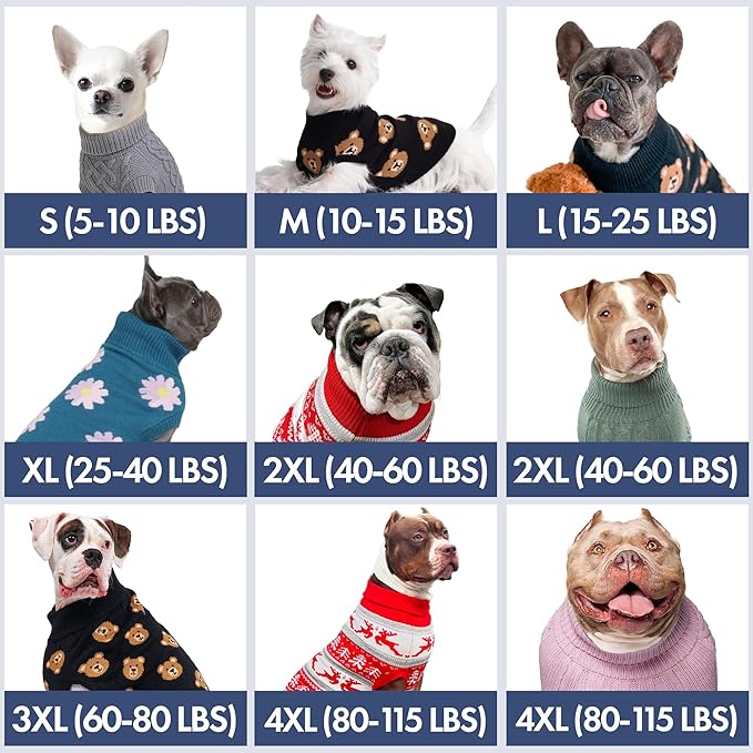 Spark Paws Knit Dog Sweater – Ultra Soft Warm Winter Dog Sweater for Small, Medium & Large Dogs – Stretch Fit Pet Sweater for French Bulldog, Pitbull, Girl & Boy Dogs Jacket, (Flower,S)