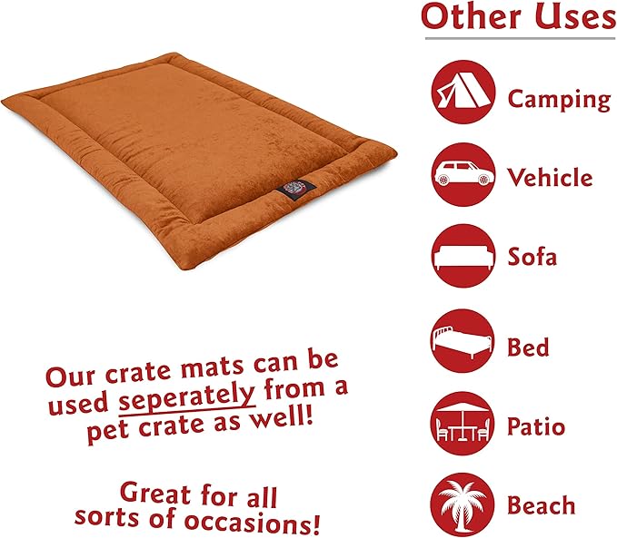 Majestic Pet Orthopedic Memory Foam Dog Crate Mat - Plush Pet Bed Pad for Crates & Kennels | USA Crafted | 30"x21" Villa Orange