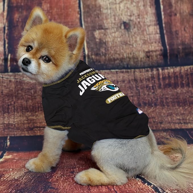 NFL Jacksonville Jaguars Dog T-shirt Medium. - Licensed Shirt for Pets Team Colored with Team Logos- Premium Stretchable Materials for the comfort of your Dog & Cat