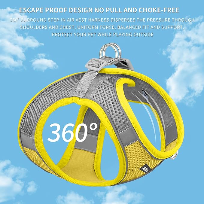 AIITLE Easy Walk Dog Harness and Leash Set - Pet Supply No Pull, Step in Adjustable Pet Harnesses with Padded Vest for Summer, No Choke Over, Easy to Put on Medium Dogs Yellow L