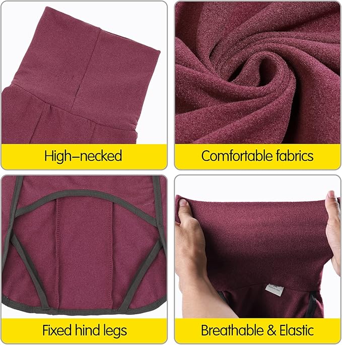 Dog Sweater Pullover Cold Weather Vest for Dogs Dog Sweatshirt & Jacket for Indoor and Outdoor Use (Large, Wine red)