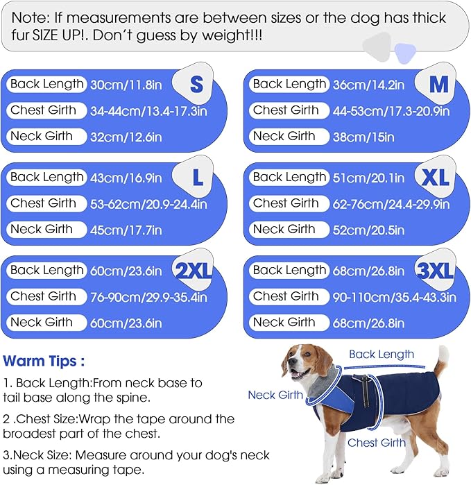 Nanaki Small Dog Coats for Winter Waterproof, Warm Fleece Lining Dog Jacket with Leash Hole, Reflective Adjustable Cold Weather Puppy Jacket Vest, Easy On Pet Snow Jacket Suit Male Female, Blue S