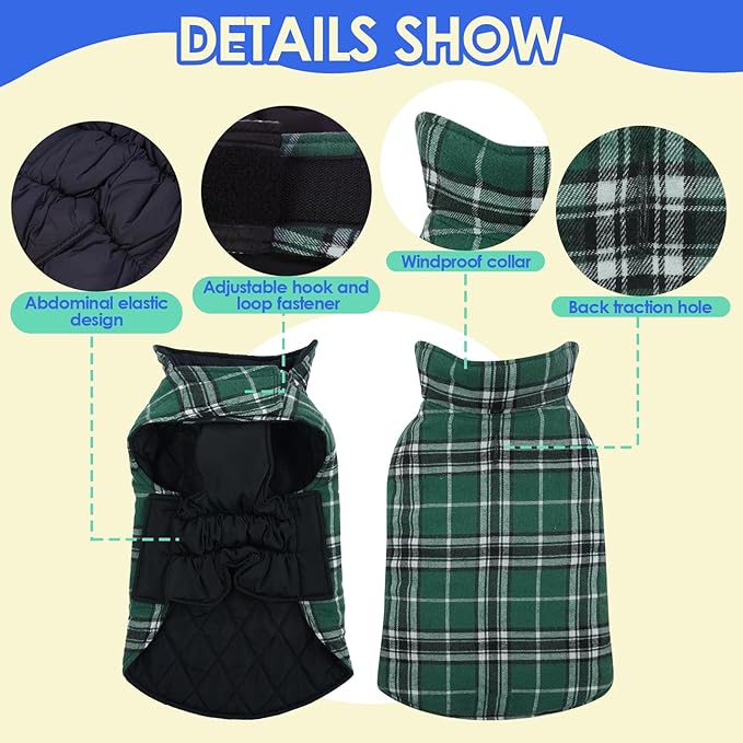 MIGOHI Dog Coat, Warm & Waterproof Winter Jacket for Small Medium Large Dogs, Reversible Dog Jacket, Green XL