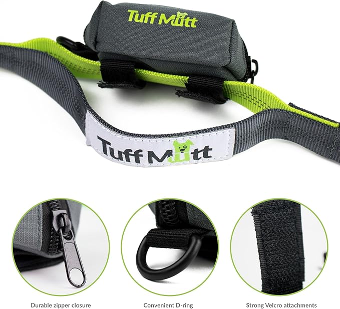 Tuff Mutt Dog Poop Bag Holder for Leash, Lightweight Dispenser for Pet Waste Bags, Easy Cleanup Accessory for All Leashes, Includes Bags