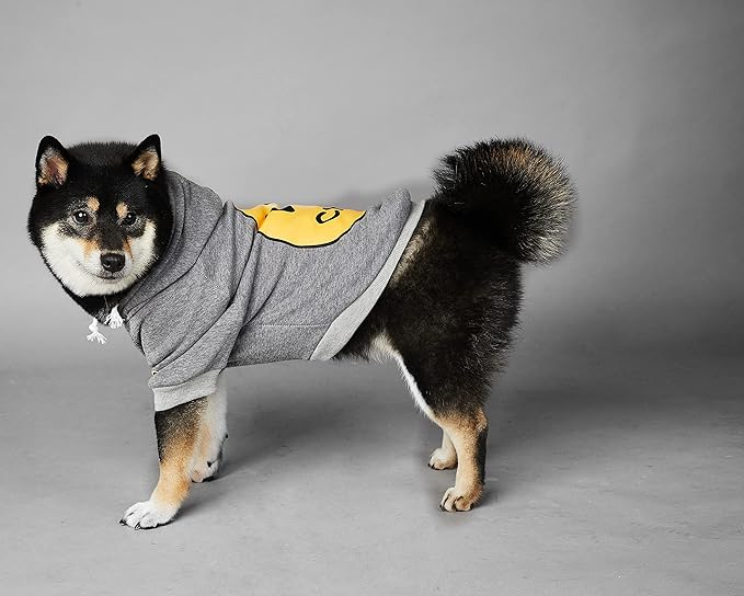 ChoChoCho Smiley Dog Hoodie Stylish Dog Clothes Smiley Face Sweater Cotton Sweatshirt Fashion Outfit for Dogs Cats Puppy Small Medium Large (L, Grey)