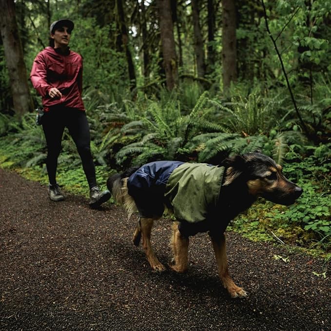 Ruffwear, Sun Shower Dog Raincoat Coverall, Waterproof & Windproof All-Weather Jacket with Full Coverage & Leg Straps, Lightweight & Reflective Dog Gear, Midnight Blue, Small