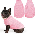 PUPTECK Dog Sweater, Turtleneck Warm Knitted Pullover Coat, Thick Cable Knitwear Clothes in Winter, Pet Apparel Outfits for Small Medium Dogs, for Cold Weather Indoor & Outdoor, Pink XS