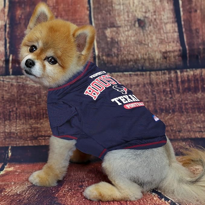 NFL Houston Texans Dog T-shirt X-Small. - Licensed Shirt for Pets Team Colored with Team Logos- Premium Stretchable Materials for the comfort of your Dog & Cat