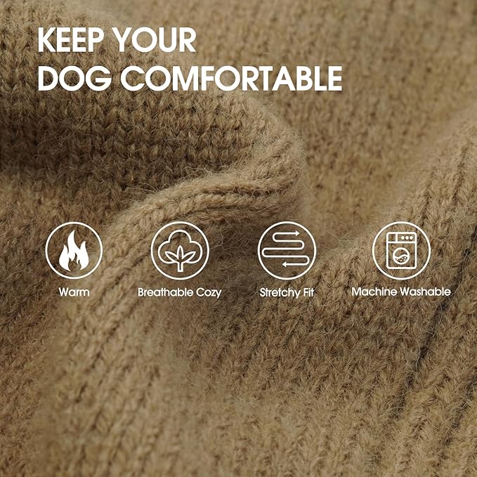 IECOii XL Dog Sweater,Winter Doggy Clothes for Large Dogs Girl Boy,Warm Pullover Soft Dog Sweater Turtleneck,Lightweight & Good Stretch for Active Dogs Like Beagle,Border Collie (Camel,XLarge)