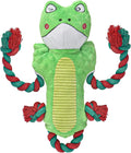 Squeaky Dog Toys, Dog Rope Toys Indestructible Natural Cotton Interactive Dog Toys, Tug of War Tough Chew Toys for All Breed, Green