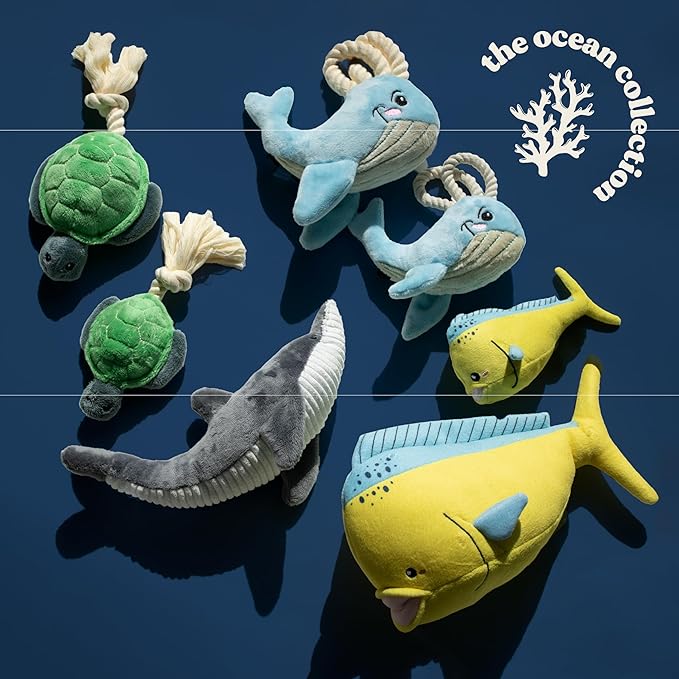 Dog Toys | Plush Turtle Stuffed Animal with Rope for Dogs | Eco Friendly Toy - Easy to Clean and Made from Non Toxic Materials