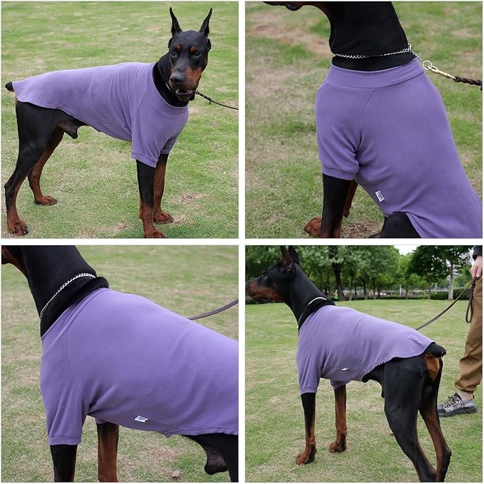 Lovelonglong Ribbed Dog T-Shirt Cotton Knitted Dog Sweaters for All Season Pet T-Shirts for Large Medium Small Dogs Purple S