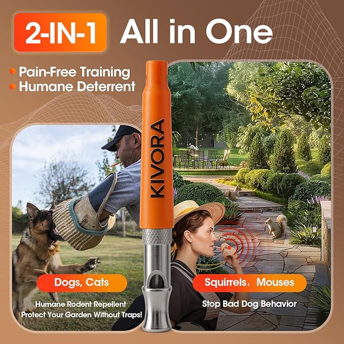 KIVORA 4 Pack Dog Whistle to Stop Barking Neighbors Dog,304 Stainless Steel Adjustable Ultrasonic Silent Dog Training Whistle for Recall & Bark Control,Professional Whistle Suitable for All Dogs
