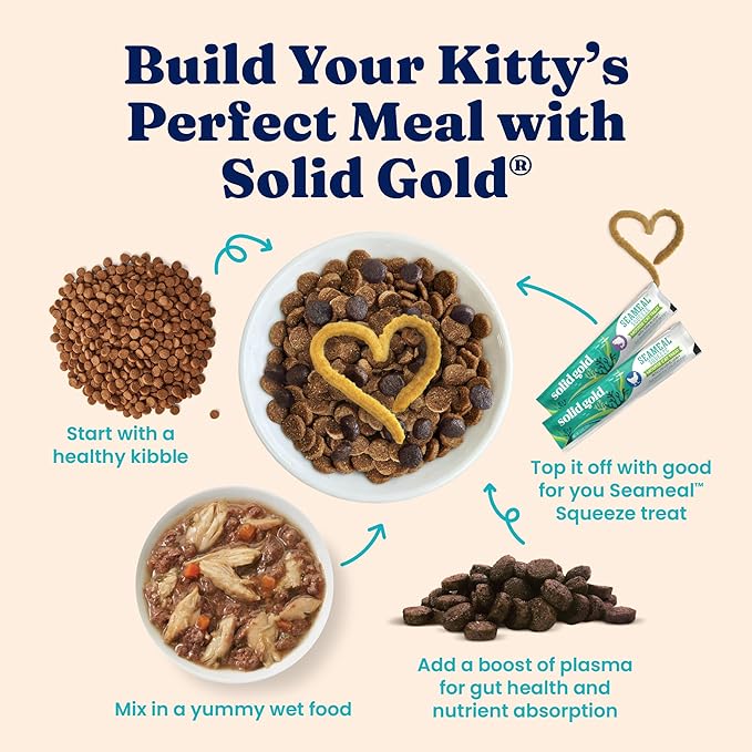 Solid Gold Wet Cat Food Shreds in Gravy - Canned Cat Food Made w/Real Tuna & Mackerel - Five Oceans Grain Free 16ct/6oz Can