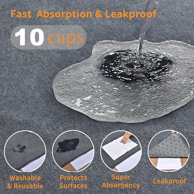 LOOBANI Washable Pee Pad for Dogs, 2 Packs Non-Slip Puppy Training Pads, Fast Absorbent Pet Whelping Pads, Puppy Playpen Mat for Incontinence, Housebreak, Crate, 41x41in, Gray