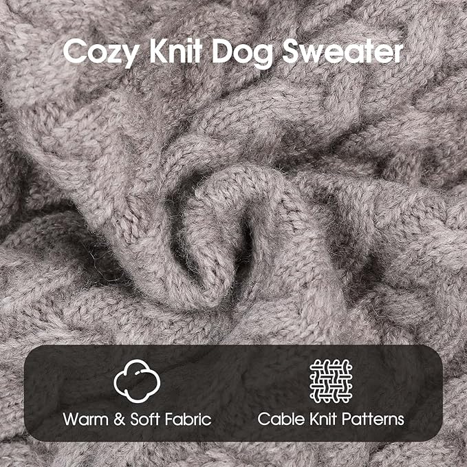 SAWMONG Dog Sweater, Dog Sweaters for Large Dogs Girls Boys, Pullover Turtleneck Knitted Doggy Sweatshirt, Cold Weather Pet Clothes（Grey, X-Large