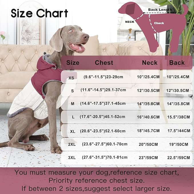 Detachable Hooded Dog Coat with Harness for Medium Dogs,Super Warm Fleece Puppy Jacket for Cold Winter Doggie Coats,Red L
