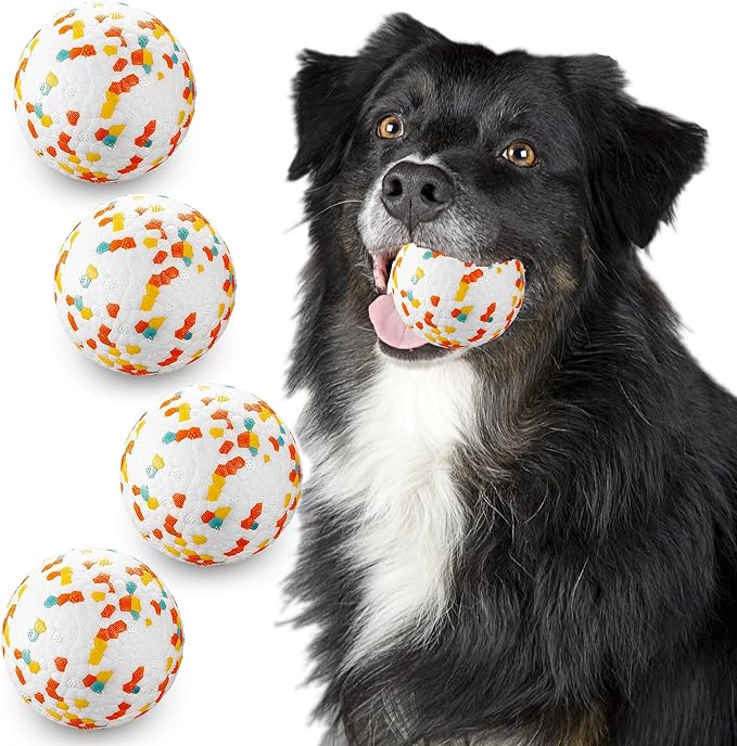 Dog Balls, Indestructible Dog Toy Ball for Aggressive Chewers, Durable High Elasticity Interactive Ball for Training Dog Catch and Fetch, Large Medium Small Dog and Puppies(3in, 4pcs)