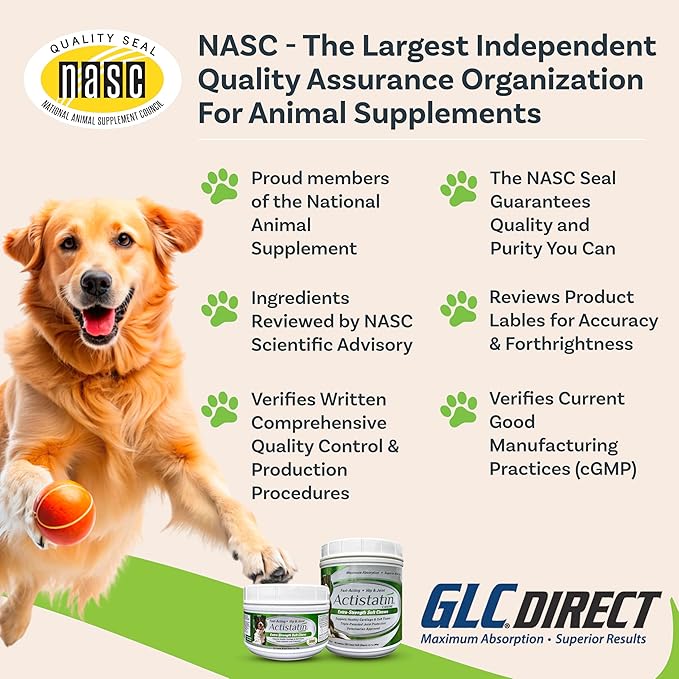 Actistatin Canine Large Dog Soft Chews, 120ct – Patented Extra-Strength Joint, Cartilage, Soft Tissue Supplement: Glucosamine, Chondroitin, Manganese, MSM, L-Carnitine – High Absorption, Fast Results