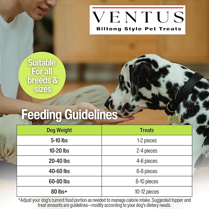 VENTUS Dog Liver Treats - Single Ingredient Venison Jerky Liver Treats, All Natural, Air Dried, Low Fat, High Value Training Treats for Dogs, Organic, 8 oz