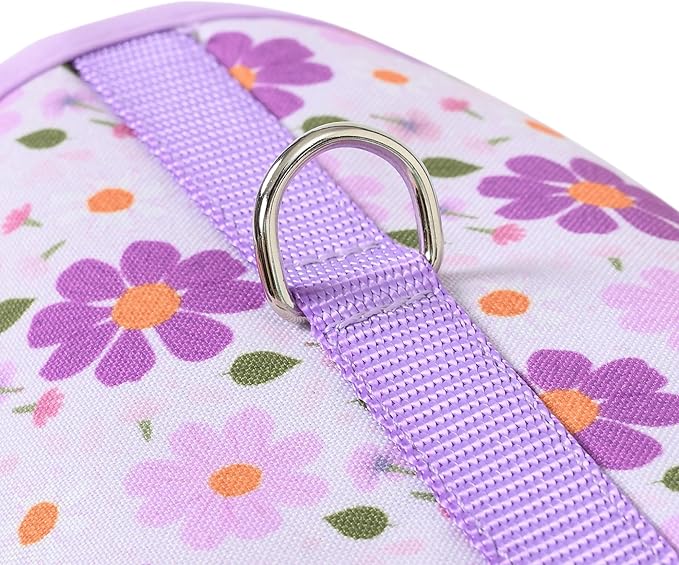 Mile High Life Dog Harness, Air Mesh Floral Vest Harness for 20 lbs Small Dogs & Cats, Easy Get on Adjustable Easy Closures Both Neck and Chest (Purple Flower, S Chest 16"-18")