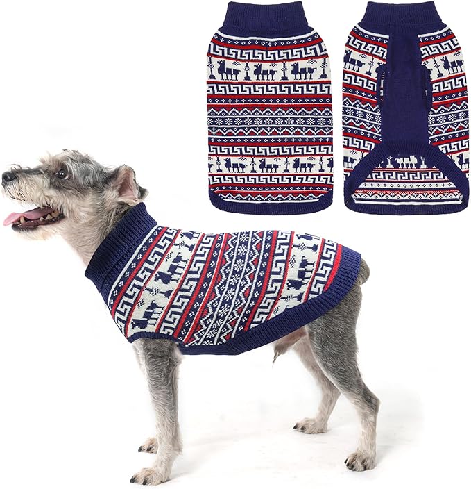 SCENEREAL Turtleneck Dog Sweater for Small Medium Large Dogs Girls Boys, Knit Pet Pullover Puppy Clothes Cold Weather Coats, Holiday Outfits Sweatshirt for Christmas, Navy XS