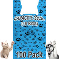 T-Shirt Bags – Paw Print Design Blue Color - 100 Pack - Thank You & Shopping Bags - Cat or Dog - 22" L x 12" W x 7" Plastic (Blue, 100)