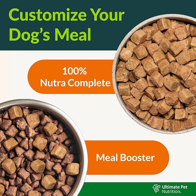 ULTIMATE PET NUTRITION Nutra Complete, 100% Freeze Dried Veterinarian Formulated Raw Dog Food with Antioxidants Prebiotics and Amino Acids, (1 Pound (Pack of 4), Beef)
