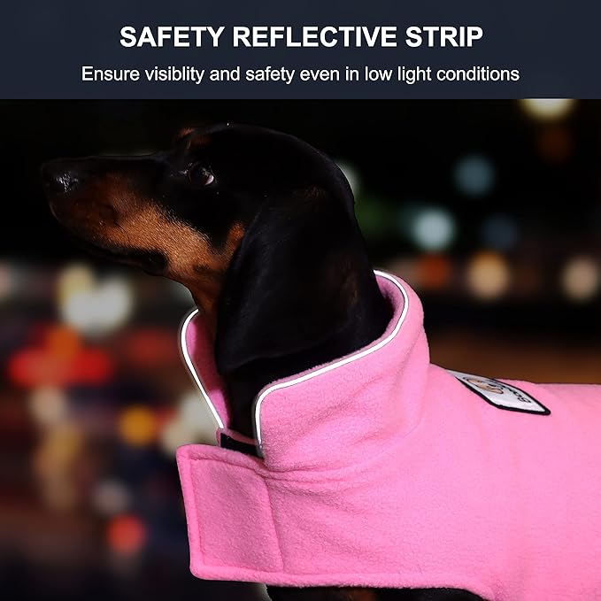 Fleece Dog Coat Winter Pet Jacket Reflective for Cold Weather for Large Medium Small Dogs(Pink,XL)