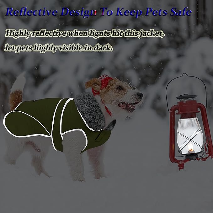 Dogcheer Dog Winter Coat,Fleece Collar Jacket Warm Vest Reflective Adjustable Sweater for Cold Weather,Windproof Waterproof Snow Coat for Small Medium Large Dogs,XXXL(Chest Girth 34.6-45.3,Back 28.7)