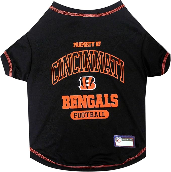 NFL Cincinnati Bengals Dog T-shirt Large. - Licensed Shirt for Pets Team Colored with Team Logos- Premium Stretchable Materials for the comfort of your Dog & Cat