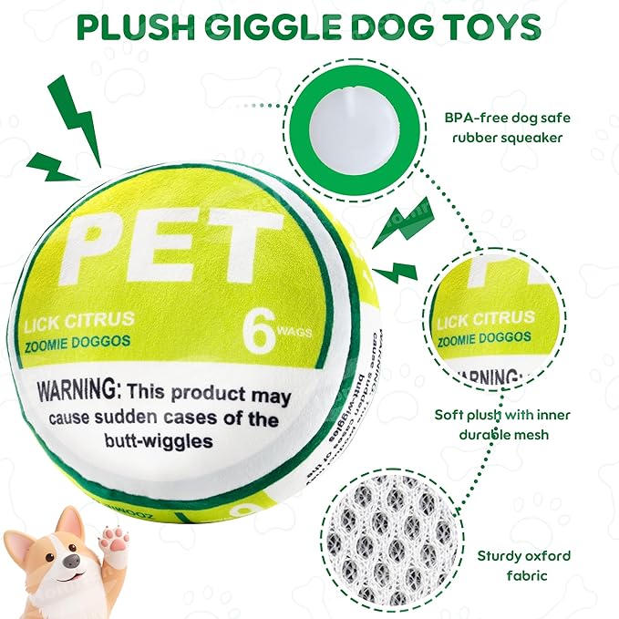 Homrich PET Pouch Parody Dog Toy, Plush Squeaky and Crinkle Funny Dog Toy, Interactive Plush Dogs Toys, Pet Squeak Toys, Puppy Gift, Lick Citrus