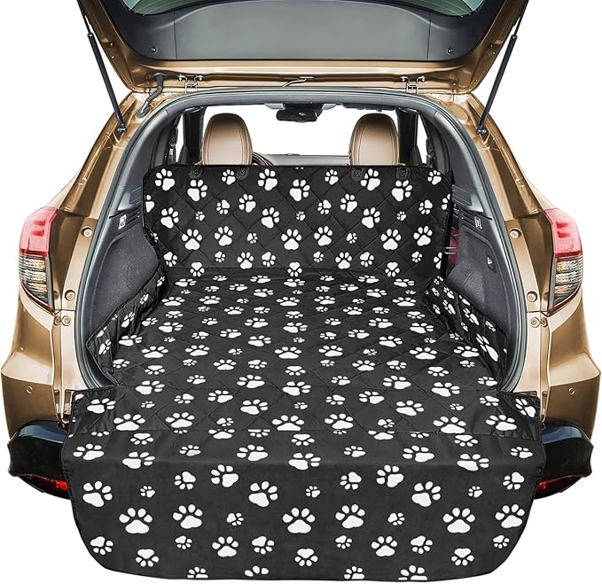 Veckle Cargo Liner, Upgraded Extra Large SUV Cargo Liner for Dogs Waterproof Scratchproof Cargo Cover for SUVs Sedans Vans with Bumper Flap Protector, Non-Slip, Universal Fit, Paw Print