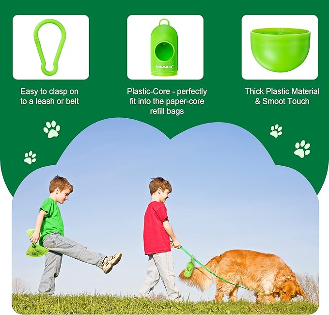 MUAMUA Dog Poop Bag Rolls 570 Count with Dispenser, Biodegradable Unscented Pet Waste Bags, Guaranteed Extra Thick, Leak Proof Doggie Refill Bags for Easy Cleanup, Big Size 9 x 13 Inches