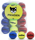 Dog Squeaky Tennis Balls for Pet Playing in 3 Sizes Premium Strong Dog & Puppy Balls for Training, Play, Exercise The Easiest Color for Dogs Red Yellow Blue (Medium-12pack)