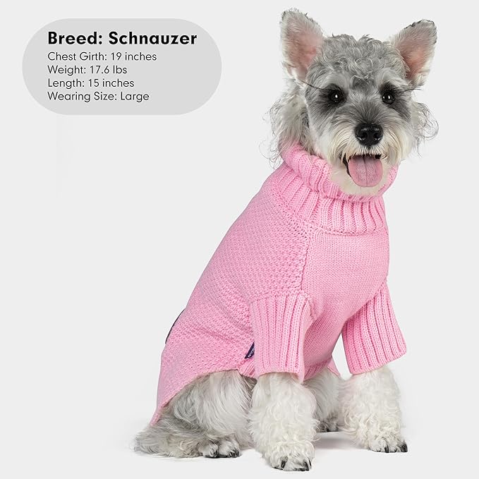 cyeollo Dog Sweater Knitwear Turtleneck Soft Knitwear Pullover Sweaters with Leash Hole Warm Dog Clothes for Medium Dogs,Pink, XXL