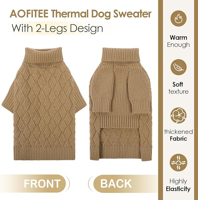 AOFITEE XXL Dog Sweater, Dog Sweaters for Large Dogs, Dogs Halloween Sweater, Turtleneck Large Pet Sweaters for Female Male, Solid Winter Sweatshirt for Golden Retriever, Labrador, Doberman, XXL