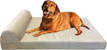 Dogbed4less Premium HeadRest Pillow Orthopedic Cool Memory Foam Dog Bed for Large Dogs, Waterproof Lining with Washable Suede Khaki Cover, Extra Large 47X29 Inches