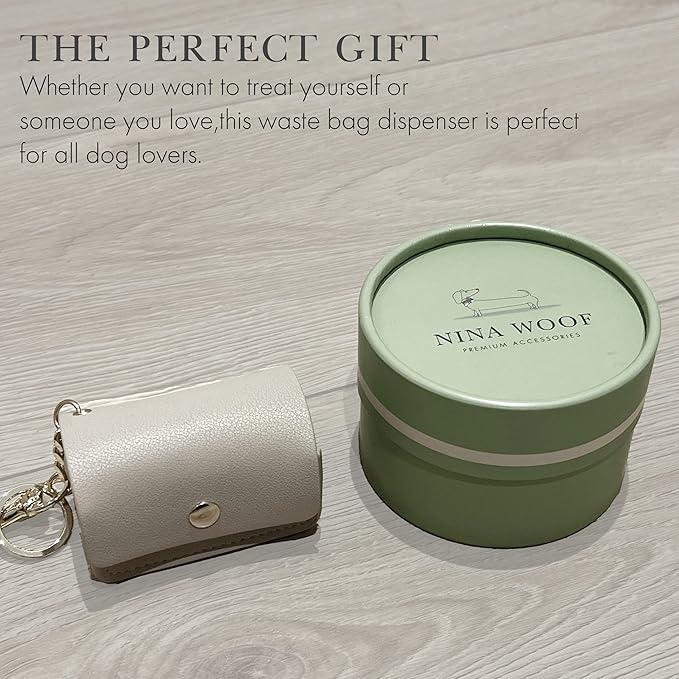 NINA WOOF Dog Poop Bags - 180 Compostable & Biodegradable with Leather Poop Bag Holder - (Lilac) Bundle - Versatile Vegan Leather Waste Bag Holder for Dog Poop and Dog Waste Bags for Puppy Walks