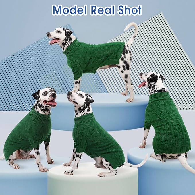 Queenmore Dog Sweaters for Medium Dogs Girls Boys,Soft Dog Sweater Christmas,Turtleneck Pullover Pet Sweaters Knitwear Outfit for Holiday,Knitted Soft Thick Warm Sweater for Bulldog,Dachshund(Green,M)