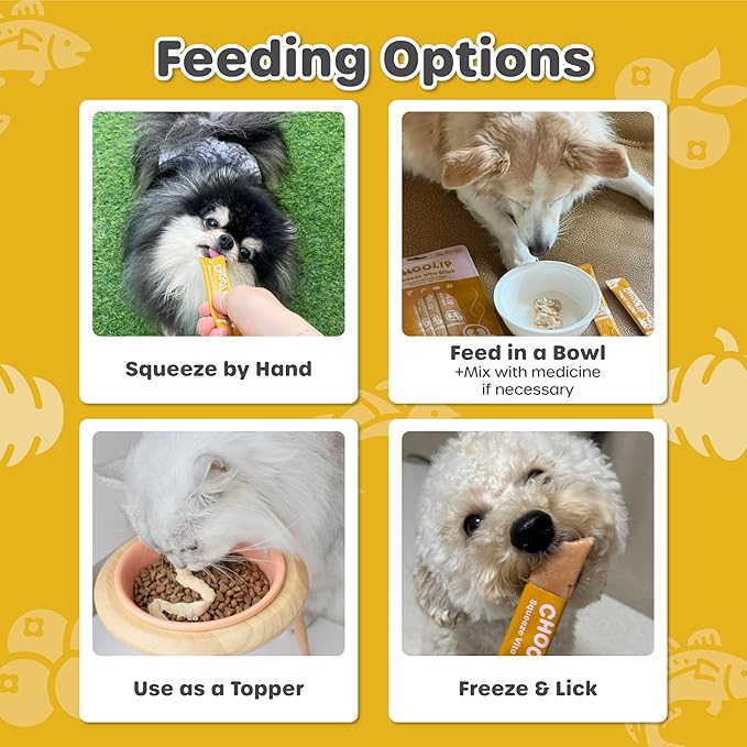 Choolip Squeeze Vita Stick Lickable Cat Treats & Dog Puree – 49-Count Kidney Support Tubes, Creamy Puree with Multivitamins for Urinary & Kidney Health, Grain-Free High-Protein Vet-Formulated Treats